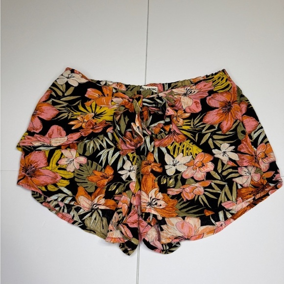 Billabong Floral Print High Waist Tie Front Shorts Medium - Picture 3 of 8